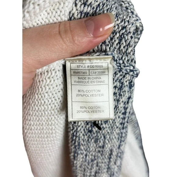 Cupcakes and Cashmere Striped Navy Blue & White Knit Open Cardigan Style CG16928 - Picture 4 of 5